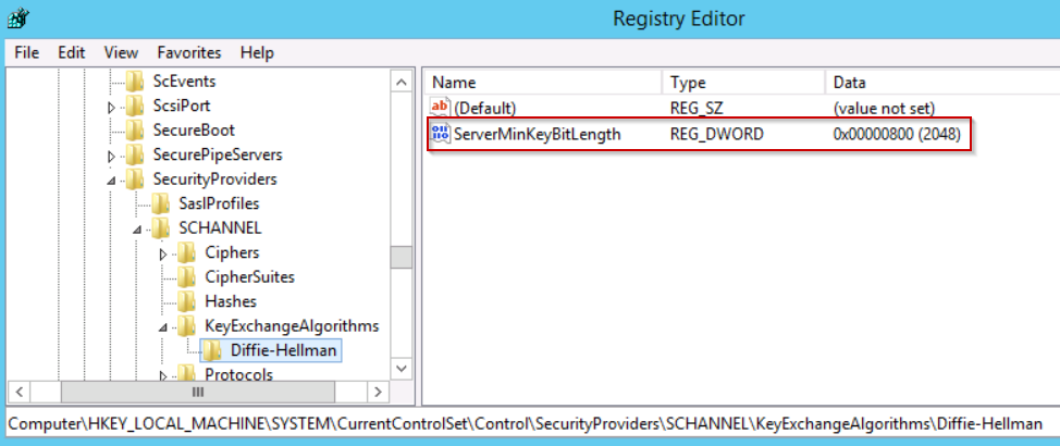 How to Fix Weak SSL/TLS Key Exchange in Windows vulnerability (Diffie-Hellman)